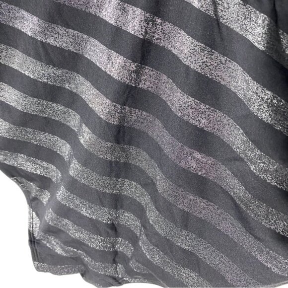 Women’s Black & Metallic Grey Striped One Piece Bathing Suit Swimsuit XL - Picture 5 of 14